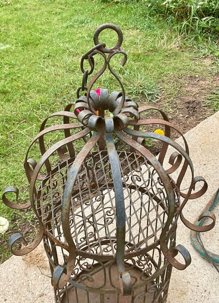 Large Vintage Wrought Iron Antique Bird Cage house birdcage scrolled