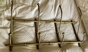 Vintage faux bamboo  Brass gold tone wall Coat & Hat Rack