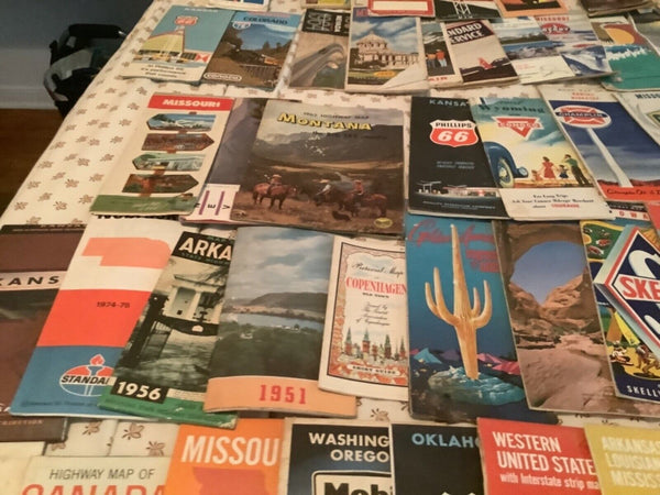 Vtg Road Maps From States USA Lot 82 Shell Phillips 66 gulf some 1950’s 1960’s