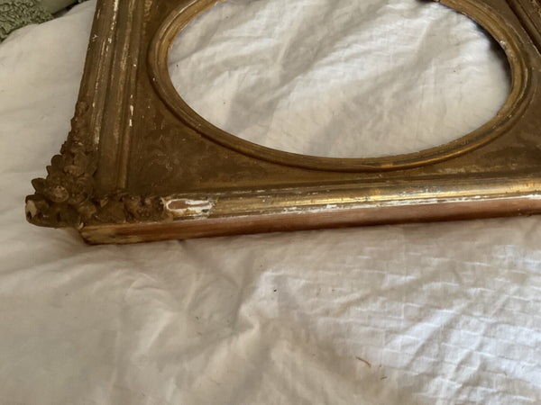 Vtg antique  Gilt Gesso Gold Oval Wooden picture Frame Rectangular MCM Regency 2