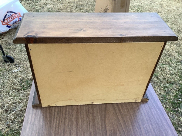 Vintage Roll Top Bread Box Wood Rustic Primitive Country Kitchen Wooden Antique
