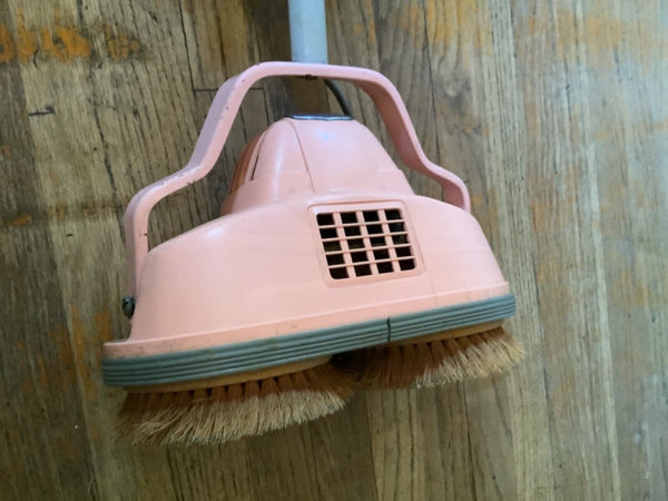 Vtg mid century  SHETLAND Floor Polisher Scrubber buffer pink brushes and pads