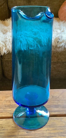 Vintage Mid Century stretch blue Modern Blenko  Vase
