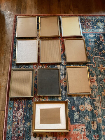 Lot 10 Vtg  Gold Metal Brass silver Embossed Picture Frames Easel 8x10