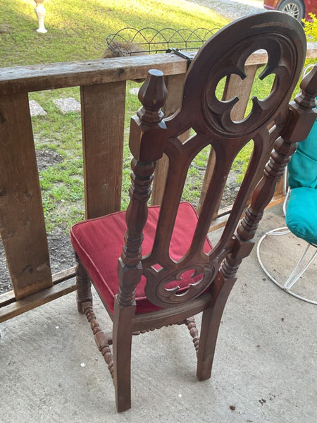 Antique Vintage Gothic Stanley wood Revival Jacobean Dining Side Chair