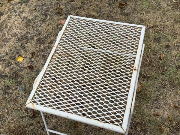 Vintage mid Century Wrought Iron & Mesh  Side end  Table  Patio Table