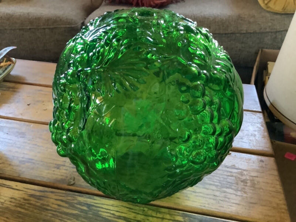 Vtg Mid Century Modern Hanging Swag Light Lamp Green Glass Globe Grapes flashed