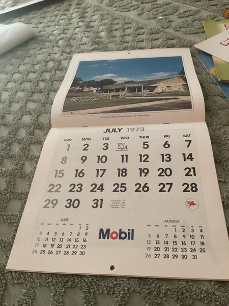 Vtg Original 1973 Mobil Oil  gas advertise company Calendar