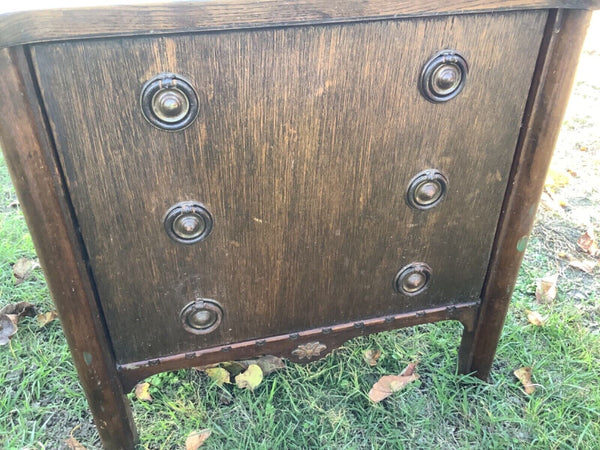 Vintage Antique oak Sewing Cabinet chest Stand Table storage