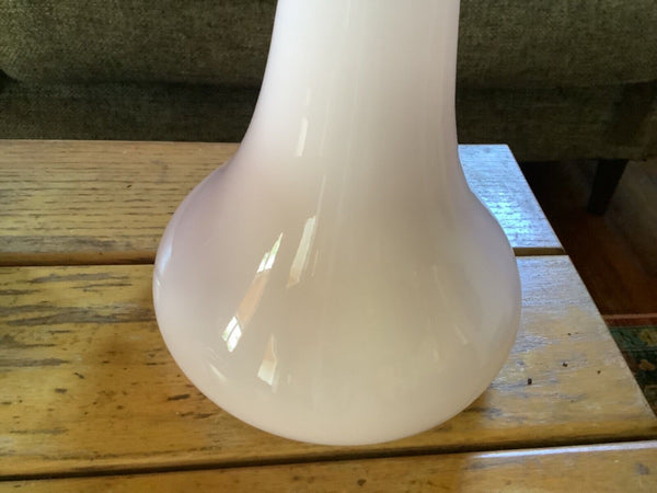 Vtg Large Italian Empoli Cased Glass Pink Opaline Decanter Bottle stopper