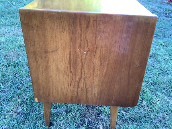 Vtg Danish Mid-Century Modern Sculptural End Table Nightstand mcm Wood wooden