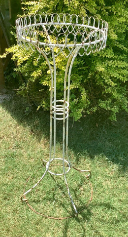 Vintage French cottage wrought Iron Wire Planter Rustic Metal Wire Plant Stand