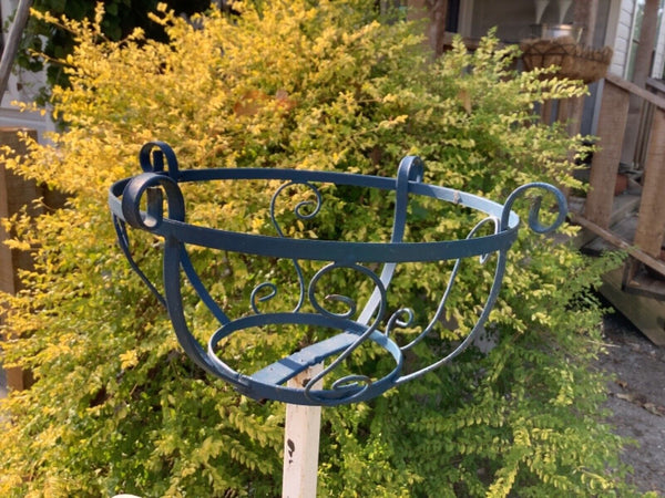 Vintage Mid Century Wrought Iron Metal Hanging baskets Plant Stand scrolled