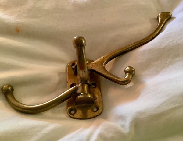 Golden Metal Brass Swinging Rotating Multi Arm Coat Hook Wall Mount