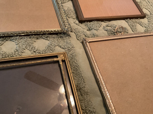 Lot of 9 vtg Brass Metal Gold Tone Picture Frames Easel Back 8x10  3x4 Bifold