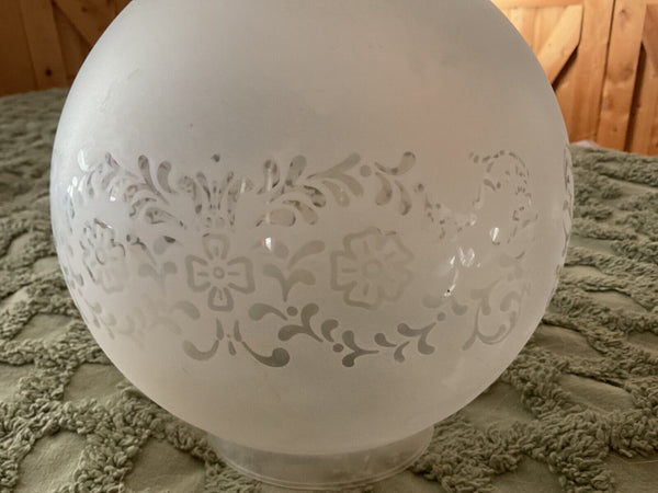 Ceiling Light Globe Shade 8”Frosted Glass Replacement Floral Scroll