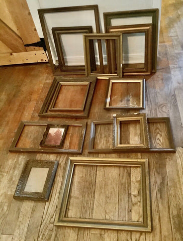 Vintage Wood  gesso Picture Frame Lot Various size lot of 10 Crafts Wedding