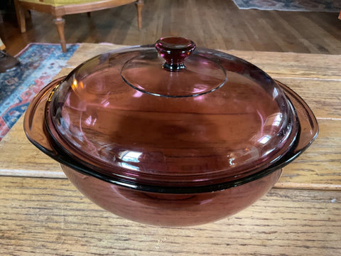 Corning Pyrex 024 Cranberry Purple 2 Qt Casserole Baking Dish w/Pyrex 624C Lid