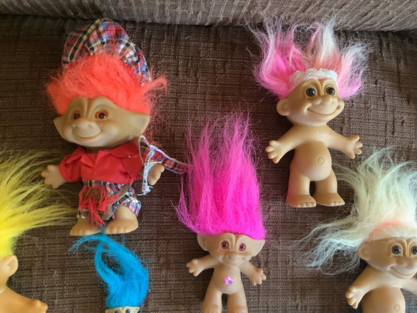 Vintage Ace Russ Novelty Treasure Troll Dolls  Jewel Belly Lot Of 11