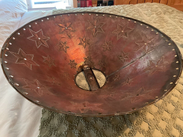 Vtg Western Tin copper Punched Lamp Shade star shape