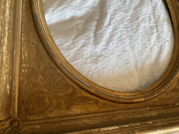 Vtg antique  Gilt Gesso Gold Oval Wooden picture Frame Rectangular MCM Regency 2