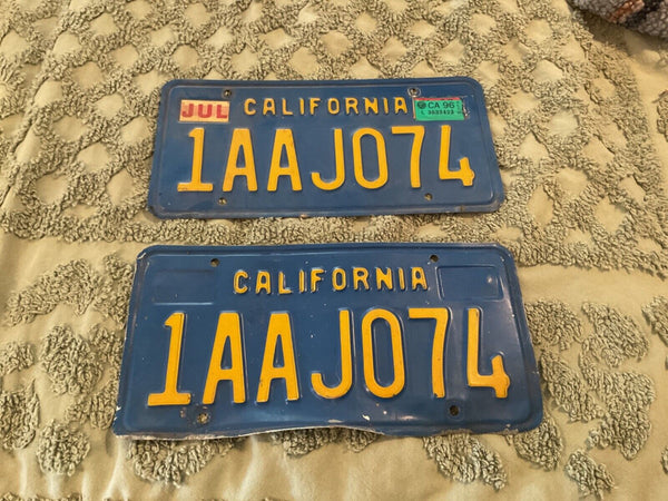 Vtg  1980s-90s DMV California License Plate matching pair