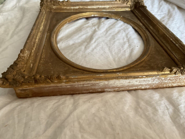 Vtg antique  Gilt Gesso Gold Oval Wooden picture Frame Rectangular MCM Regency 2