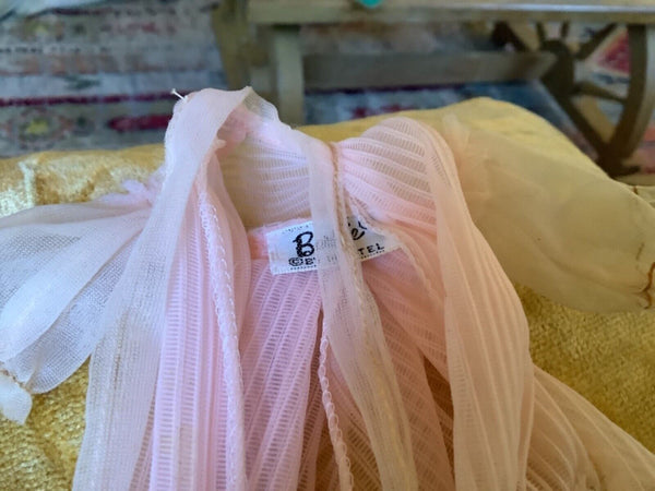 Vintage Barbie #965 Nighty Negligee Pink Robe Sheer Striped Long flowing