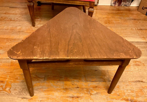 Vintage Mid Century modern retro wood Triangle Guitar Pick End Table side accent