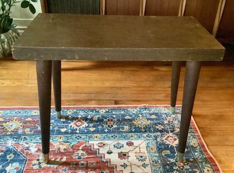 Vintage Mid Century Modern End Side Table 1960s Formica Top Wood Tapered Legs