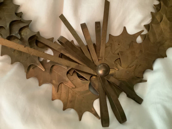 Vintage  Brass Oak leaf Leaves leaf Wreath wall decor