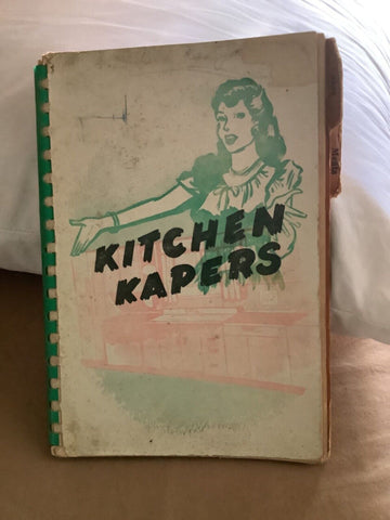 Kitchen Kapers Cookbook cook book  1951 Vintage Spiral Bound Illustrated Vtg