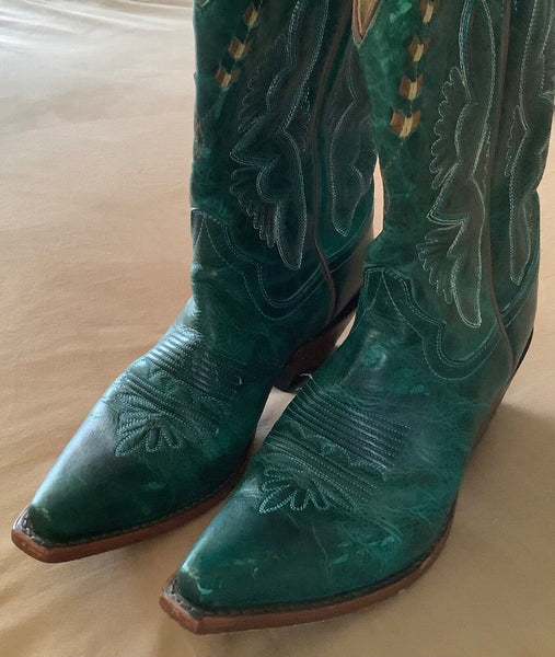 Justin Boots Turquoise Green Women's Boots Damiana Sz 7.5 B L4302