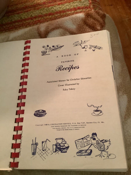 Vintage 1968  CHURCH Kansas City Mo. cookbook booklet binder recipes
