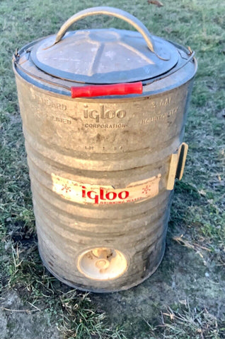 Vintage/antique Water Cooler jug Igloo industrial Galvanized Metal 3 Gallon
