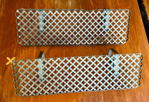 2 Vintage MCM Black Metal Wire Mesh Wall Shelves Mid-Century Modern 14” Filigree