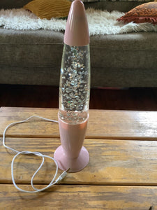 Lava lamp Glitter  Pink Glass Plastic Rocket