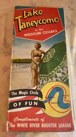 Large multi-fold Brochure and MAP Missouri Ozarks Lake Taneycomo