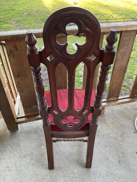 Antique Vintage Gothic Stanley wood Revival Jacobean Dining Side Chair