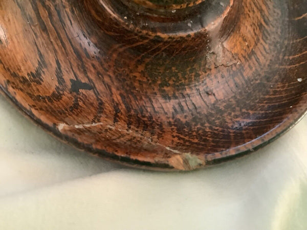 Pair  Brass oak Wood “ BARLEY TWIST” Candlesticks candle holder Vintage antique