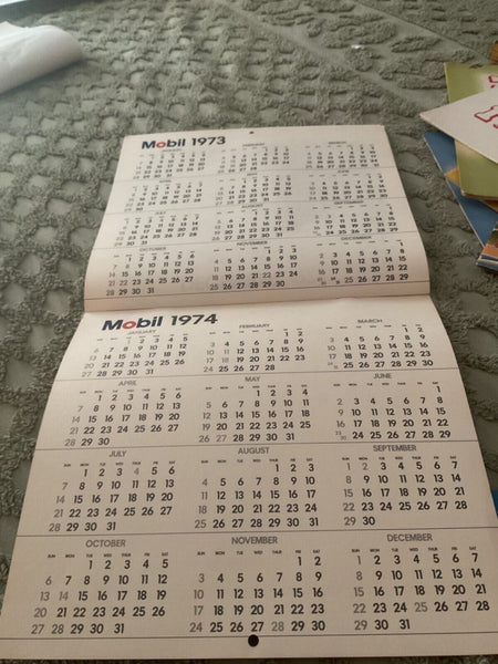 Vtg Original 1973 Mobil Oil  gas advertise company Calendar