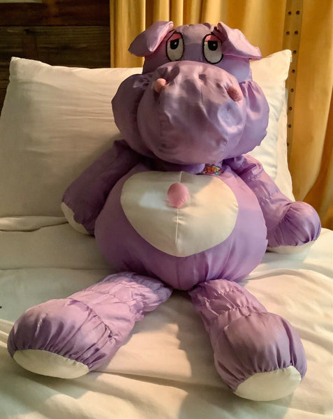 Vintage Commonwealth Jumbo Love Purple HIPPO Puffalump 28” Nylon Plush 1986