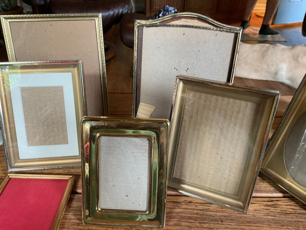 VTG Mixed Lot 7 Ornate Picture Photo Frames Brass Gold Metal MCM Easel Wedding