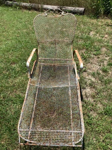 Vintage Wrought Iron Chaise Lounge Chair