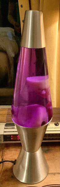 Vtg Lava Lite Lamp - Purple silver