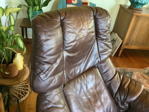 Ekornes Stressless "Chocolate" Leather Recliner Chair and Ottoman LARGE Reno