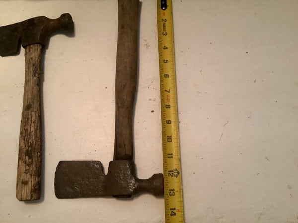 Lot 3 Vintage PLUMB Carpenter Roofing Axe Hatchet Hammer Old Tool Wood Handle