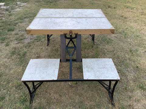 Vintage "Handy" Suitcase Folding Picnic Table & Chair Set Milwaukee Stamping Co.