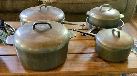 Vtg set Royalty Nasco pot Pan Dutch Oven skillet  Aluminum Korea cookware