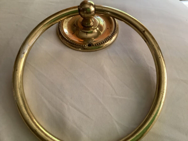 Vintage Polished Brass Gold Color Towel Ring Holder hanger Bath made in Italy